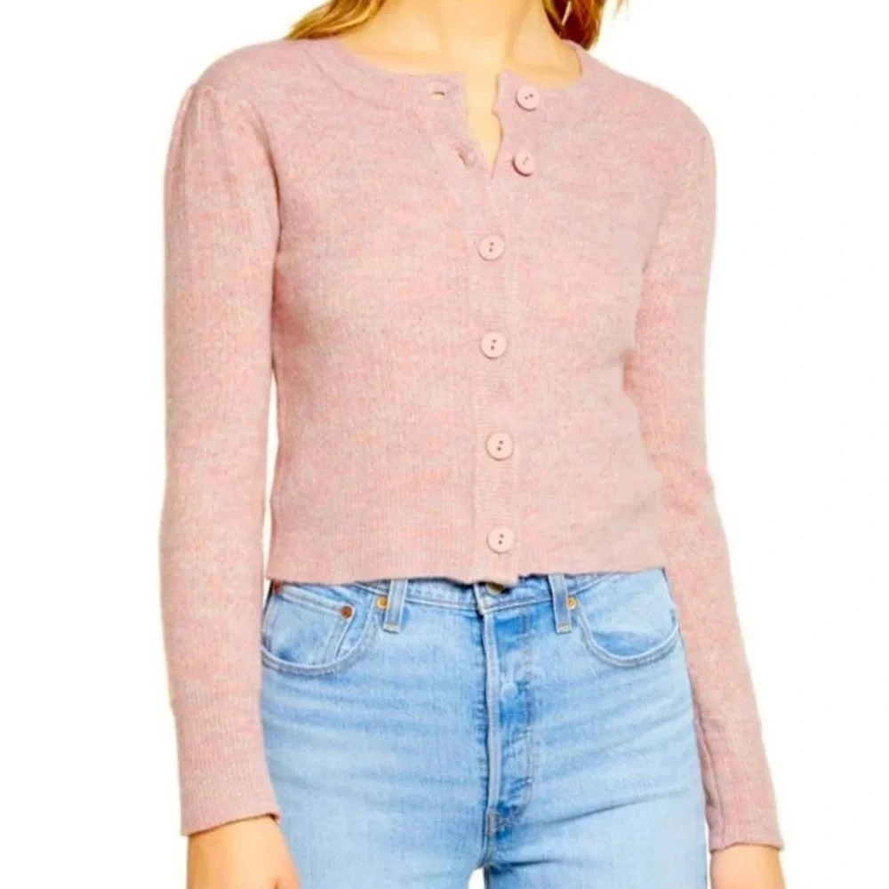 Wayf Pink Button-Front Cropped Cardigan - Picture 8 of 8